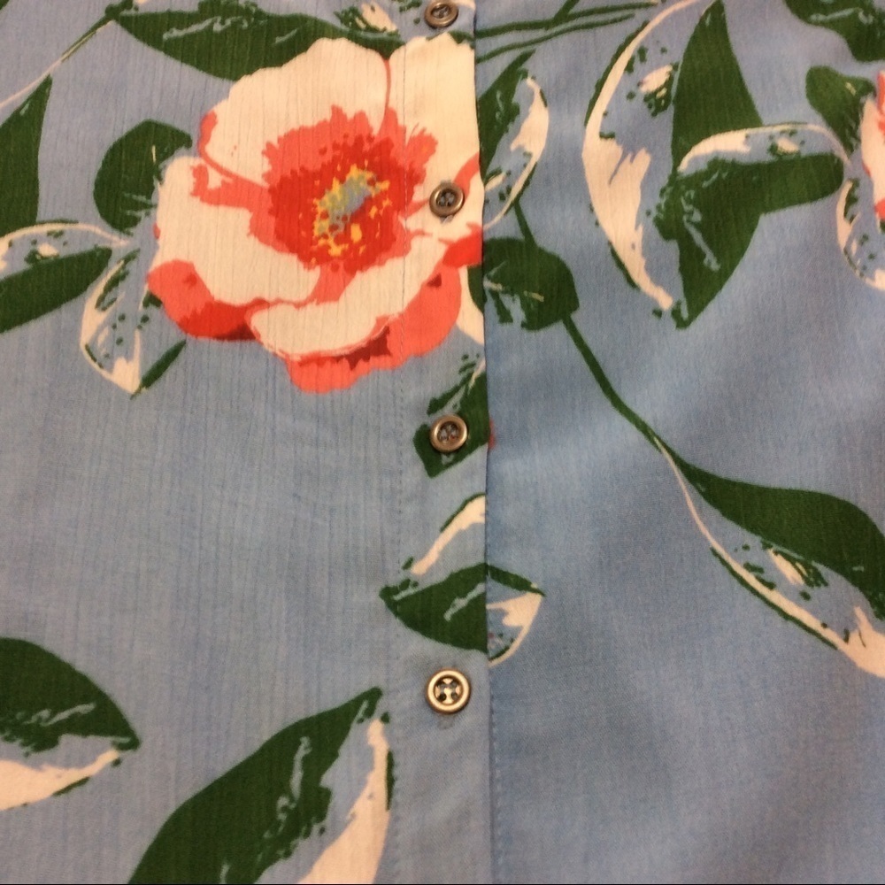 NEW Gibson Blue Floral Strappy Sleeveless Midi Dress Sundress Button Up S - Picture 5 of 9